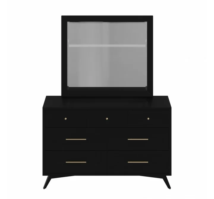 Alpine Furniture Flynn Mid Century Modern Mirror, Black - Lifestyle
