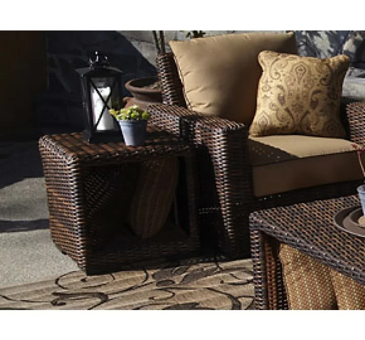 Sunset West Montecito Wicker End Table - Lifestyle