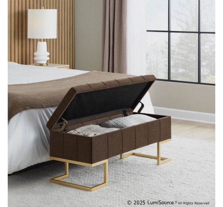 LumiSource Midas Bench - Brown Velvet