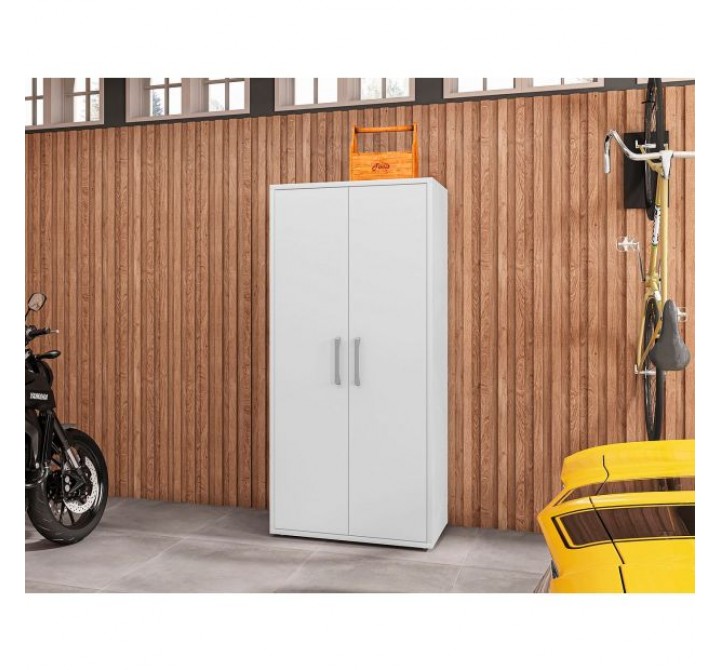 Manhattan Comfort Eiffel 73.43" Garage Cabinet with 4 Adjustable Shelves in White Gloss