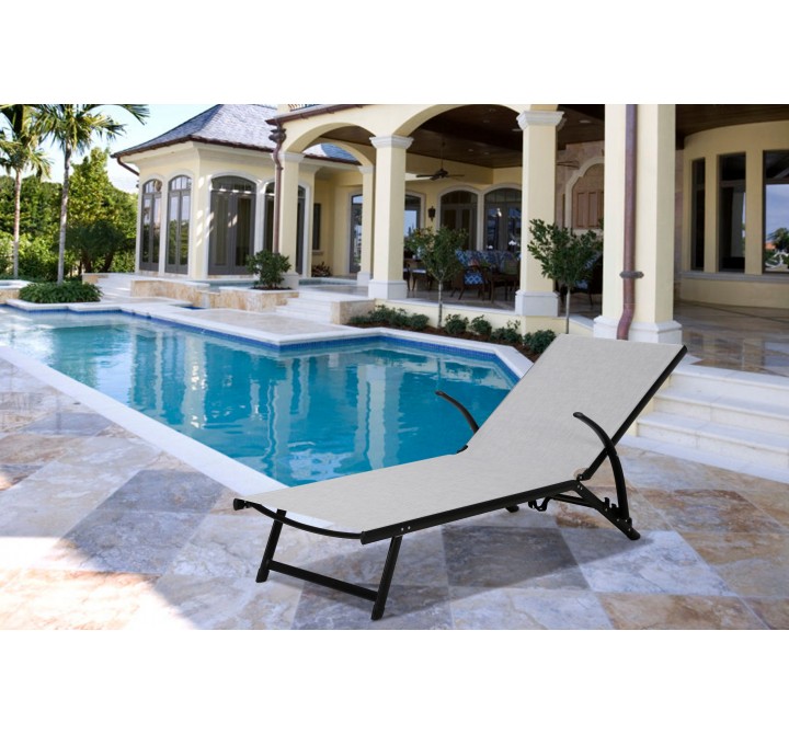Alfresco Home Oceanview Stackable/Foldable Chaise Lounge in Soho Black - Lifestyle