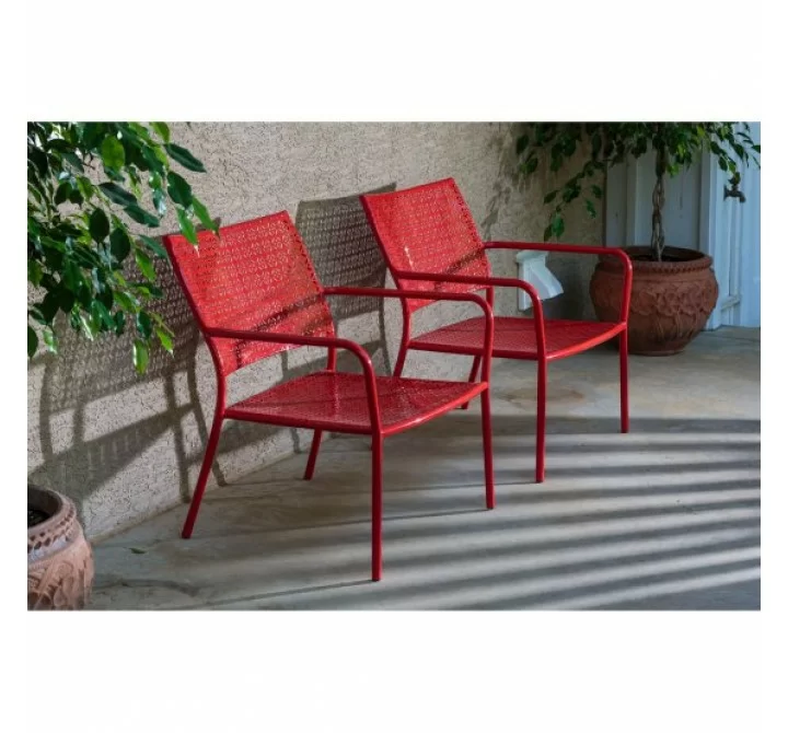 Alfresco Home Martini Low Profile Lounge Chairs in Cherry Pie Finish - Set of 2 - Lifestyle