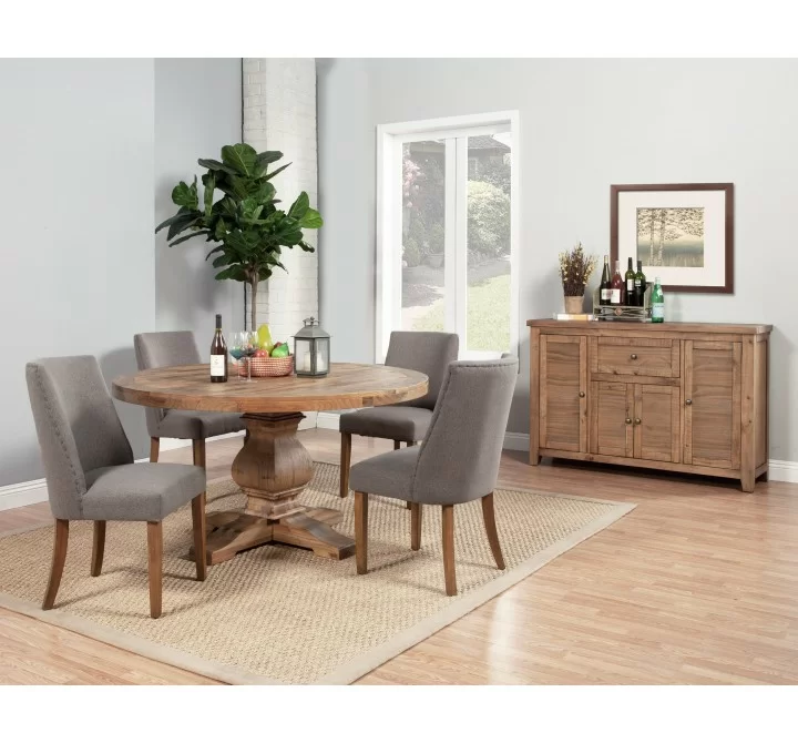 Alpine Furniture Kensington Round Solid Pine Dining Table, Reclaimed Natural - Lifestyle
