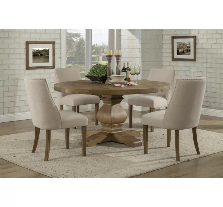 Alpine Furniture Kensington Set of 2 Upholstered Parson Chairs, Reclaimed Natural- Lifestyle