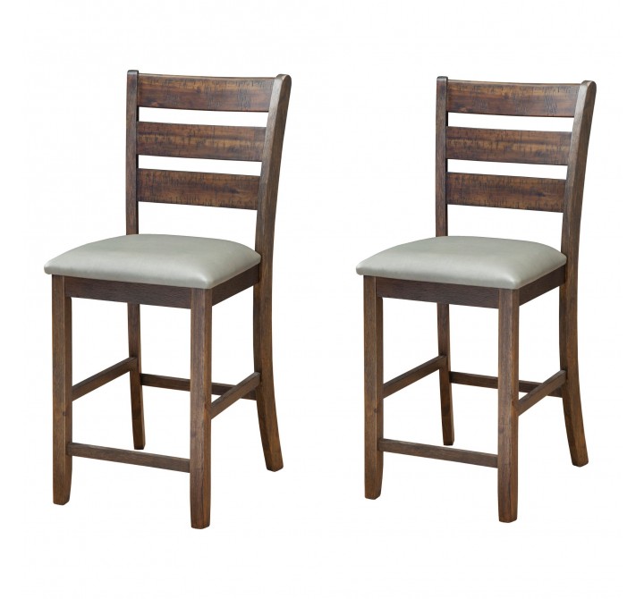 Alpine Furniture Emery Set of 2 Pub Height Chairs in Walnut