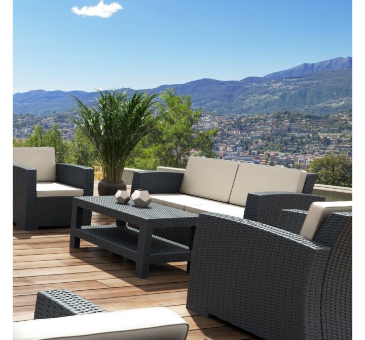 Compamia Monaco Resin Patio Seating 4 piece with Cushion - Lifestyle Gray 2