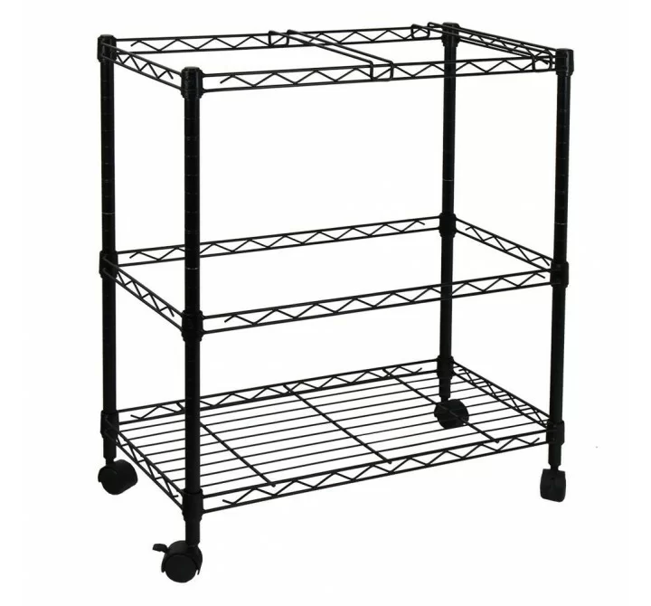 Oceanstar Portable 2-Tier Metal Rolling File Cart - (Black) - Angled