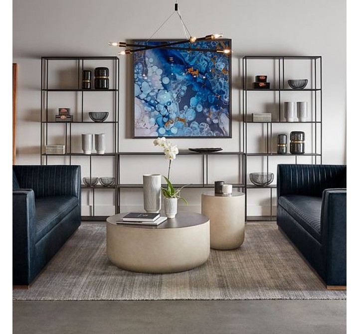 Sunpan Diaz Coffee Table in Grey-Wood Grain Brown - Lifestyle