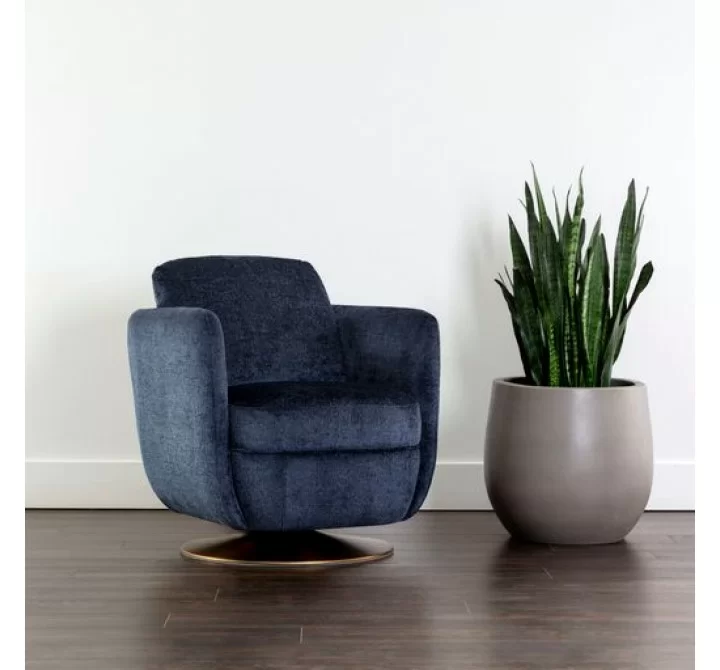 Sunpan Gilley Swivel Lounge Chair - Bergen Navy - Lifestyle