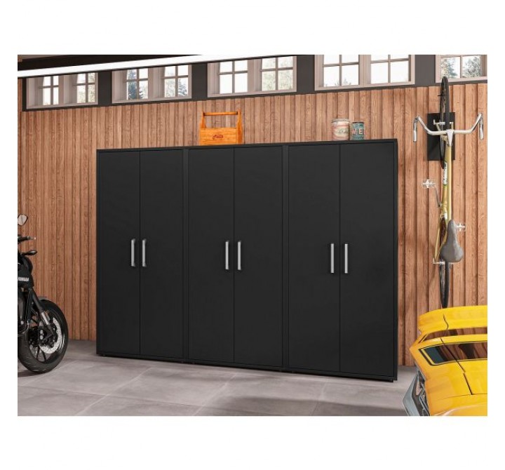 Manhattan Comfort Eiffel Storage Cabinet in Matte Black (Set of 3)