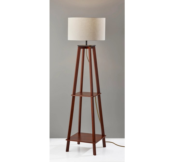 Adesso Kirby Shelf Floor Lamp Walnut Wood