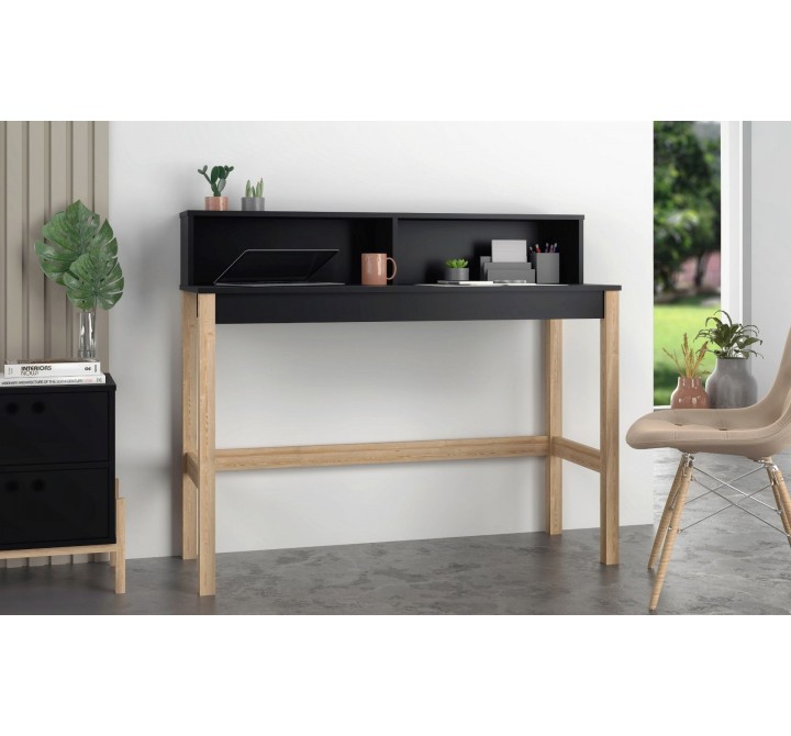 Manhattan Comfort Bowery Desk in Black and Oak