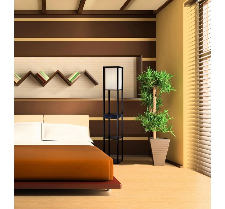 Adesso Parker Shelf Floor Lamp With Drawer