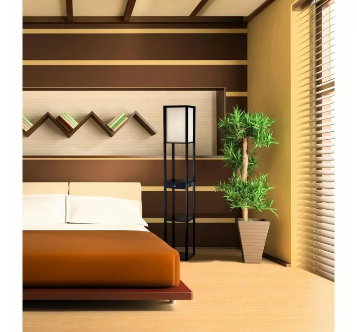 Adesso Parker Shelf Floor Lamp With Drawer