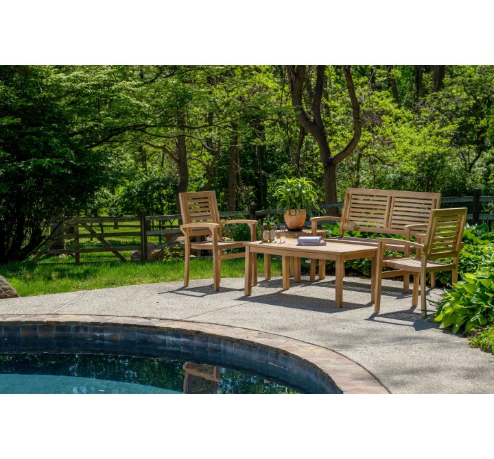 Alfresco Home Grasmere 5 Piece FSC Teak Deep Seating Group - Lifestyle