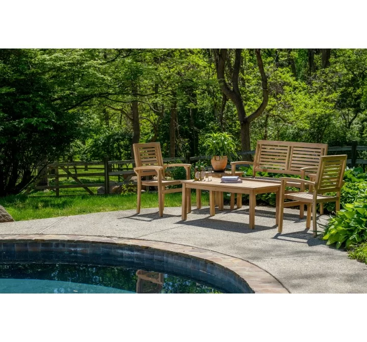 Alfresco Home Grasmere 5 Piece FSC Teak Deep Seating Group - Lifestyle