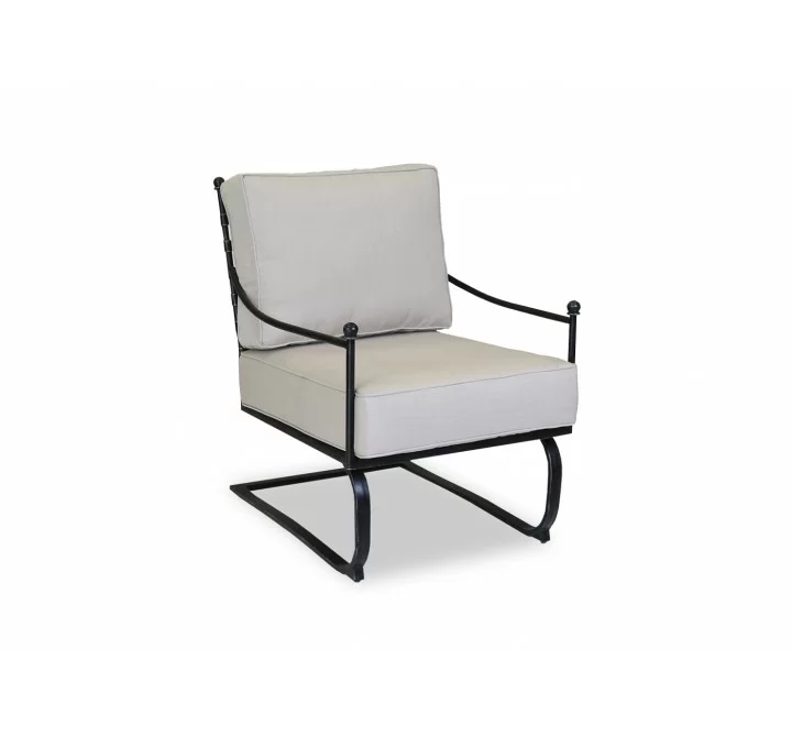 Provence Club Rocker in Canvas Flax w/ Self Welt - Front Side Angle