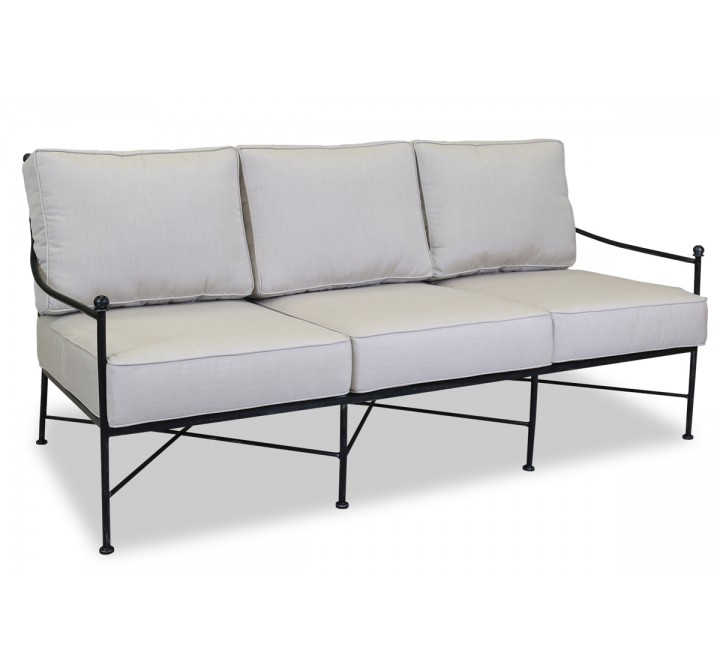 Provence Sofa in Canvas Flax w/ Self Welt - Front Side Angle