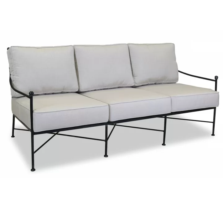 Provence Sofa in Canvas Flax w/ Self Welt - Front Side Angle