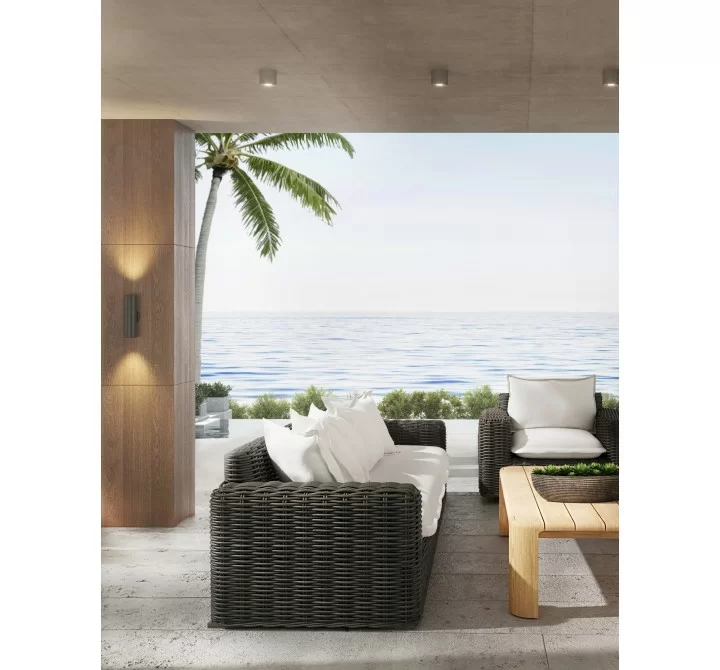 Sunset West Cabo Loveseat in Soothe Pearl w/ Flange Welt