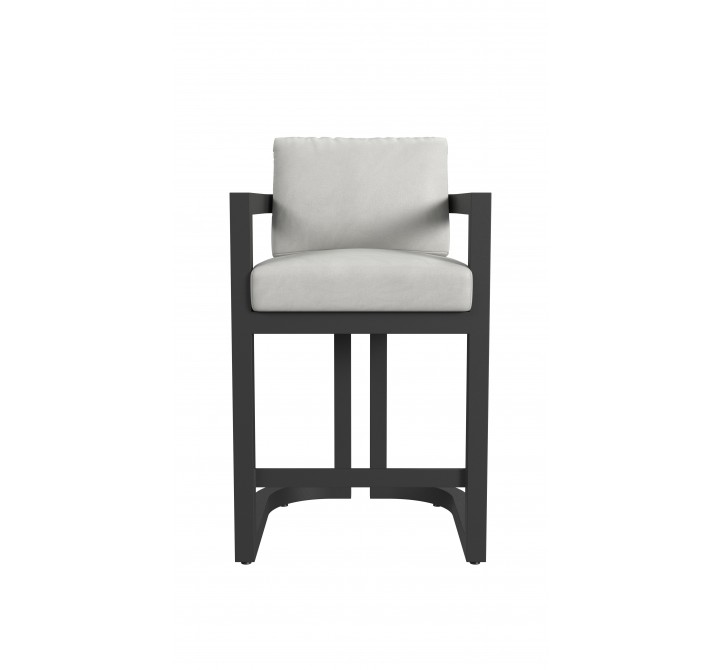 Sunset West Malibu Barstool in Cast Silver, No Welt Front