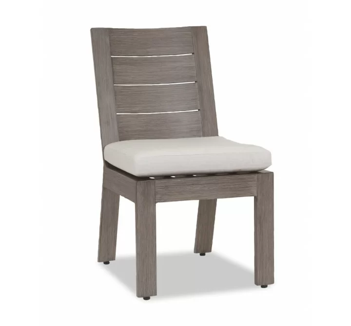 Laguna Armless Dining Chair in Canvas Flax, No Welt - Front Side Angle