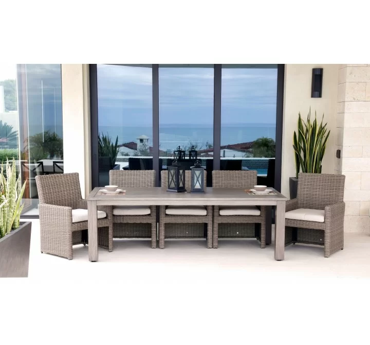 Sunset West Laguna Aluminum 90" Table - Lifestyle