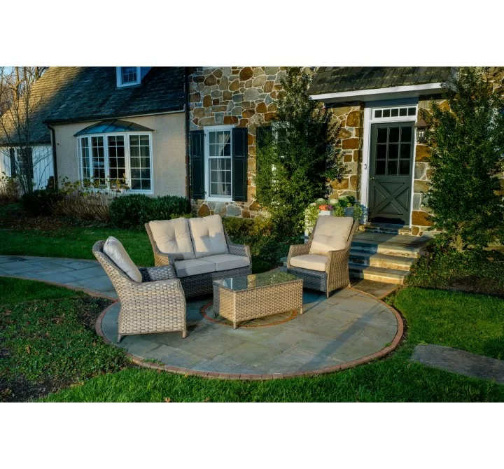 Alfresco Home Rockhill All Weather Wicker 4 Piece Seating Group with Sunbrella Cushions - Lifetstyle