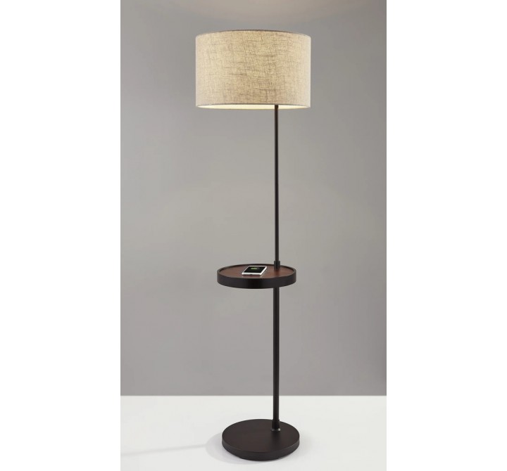 Adesso Oliver Wireless Charging Shelf Floor Lamp