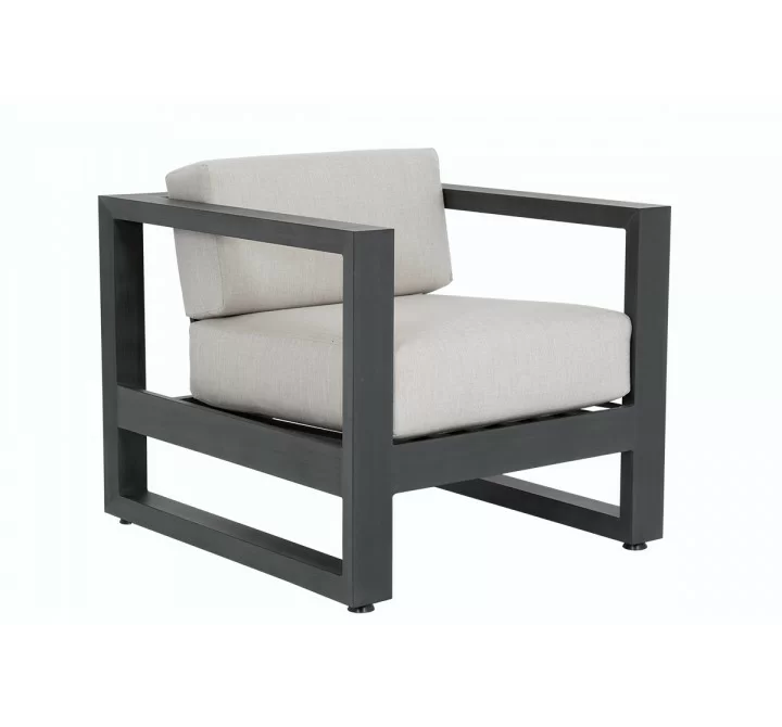 Redondo Club Chair in Cast Silver, No Welt - Front Side Angle