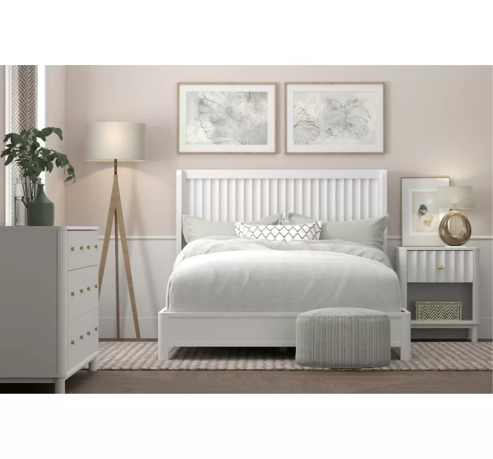 Alpine Furniture Stapleton California/Standard King Panel Bed, White - Lifestyle