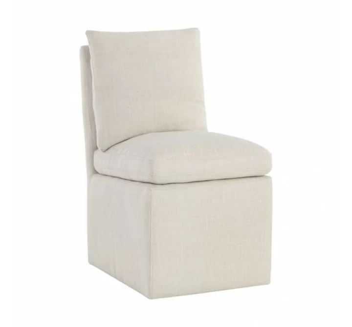 Sunpan Glenrose Wheeled Dining Chair in Effie Linen - Front Side Angle