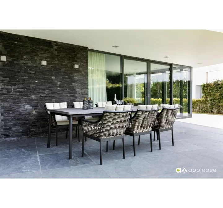 Alfresco Home Milou Wicker Dining Armchair - Lifestyle