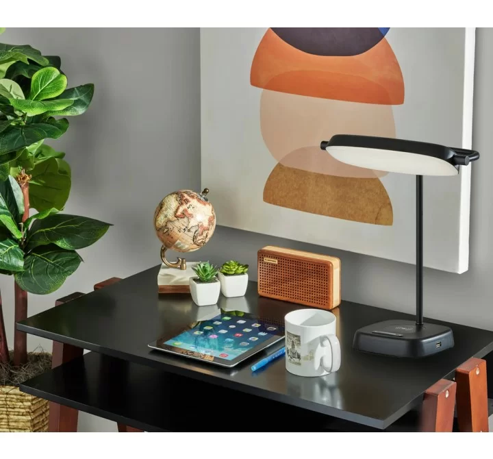 Adesso Radley LED Charge Desk Lamp With Smart Switch Black