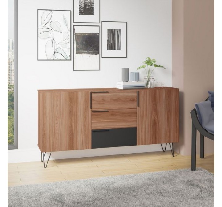 Manhattan Comfort Beekman 62.99 Sideboard with 4 Shelves in Brown and Black