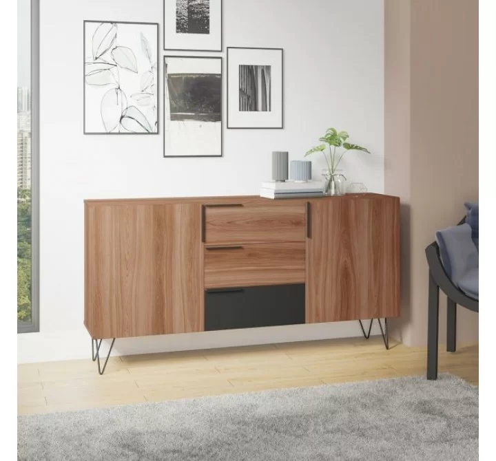 Manhattan Comfort Beekman 62.99 Sideboard with 4 Shelves in Brown and Black