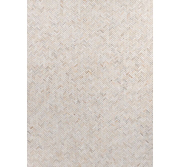 Exquisite Rugs Mosaic Leather Cowhide Ivory Area Rug 4055-001
