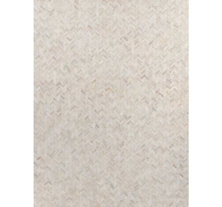 Exquisite Rugs Mosaic Leather Cowhide Ivory Area Rug 4055-001