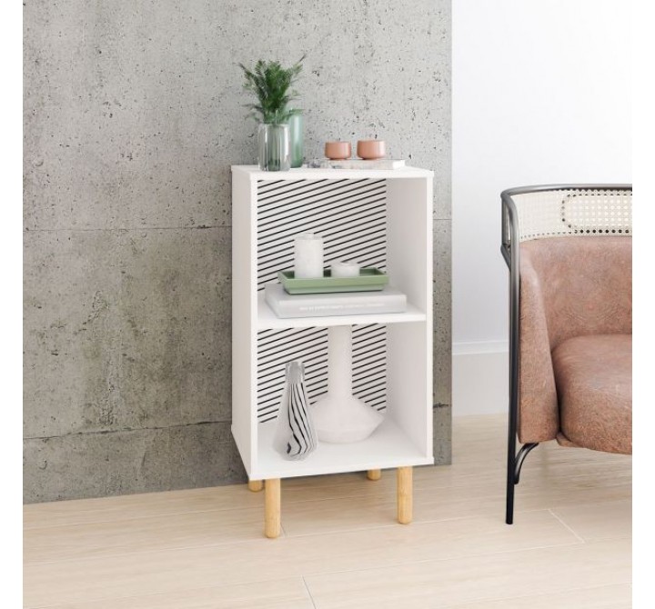 Manhattan Comfort Essex Nightstand with 2 Shelves in White and Zebra