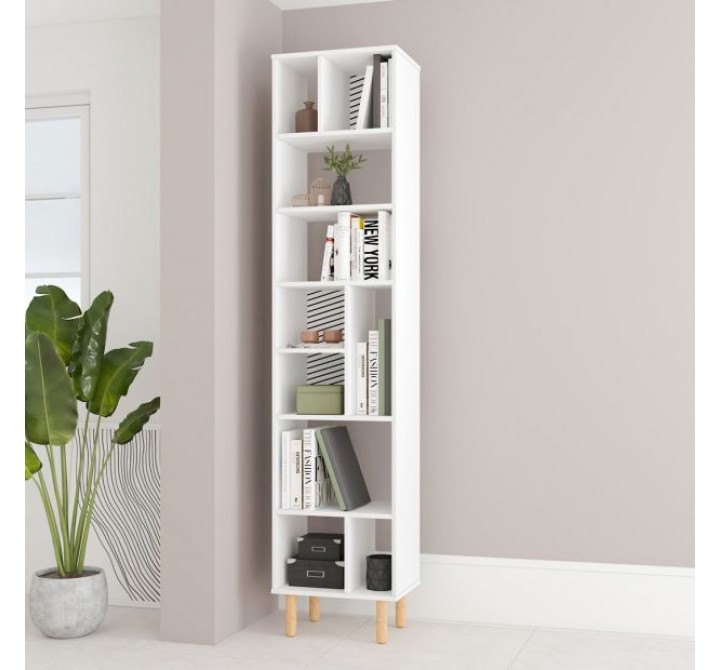 Manhattan Comfort Essex 77.95 Bookcase with 10 Shelves in White and Zebra