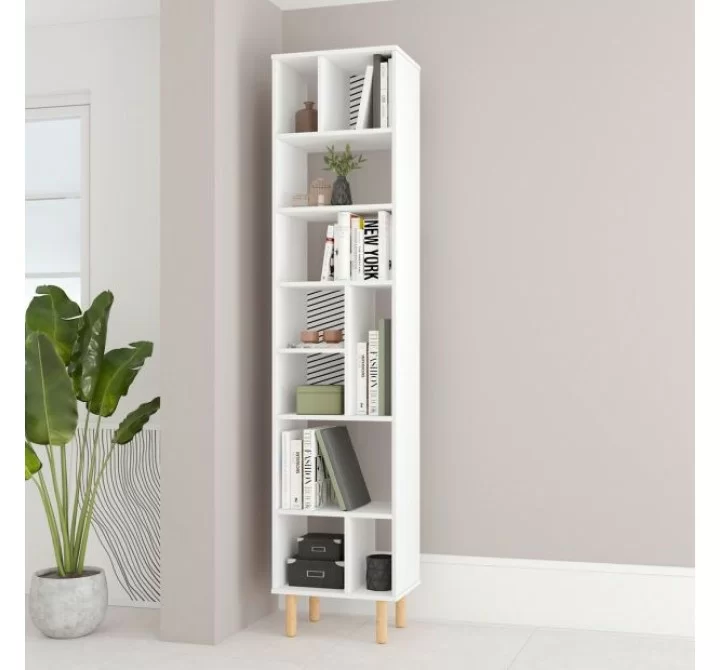 Manhattan Comfort Essex 77.95 Bookcase with 10 Shelves in White and Zebra