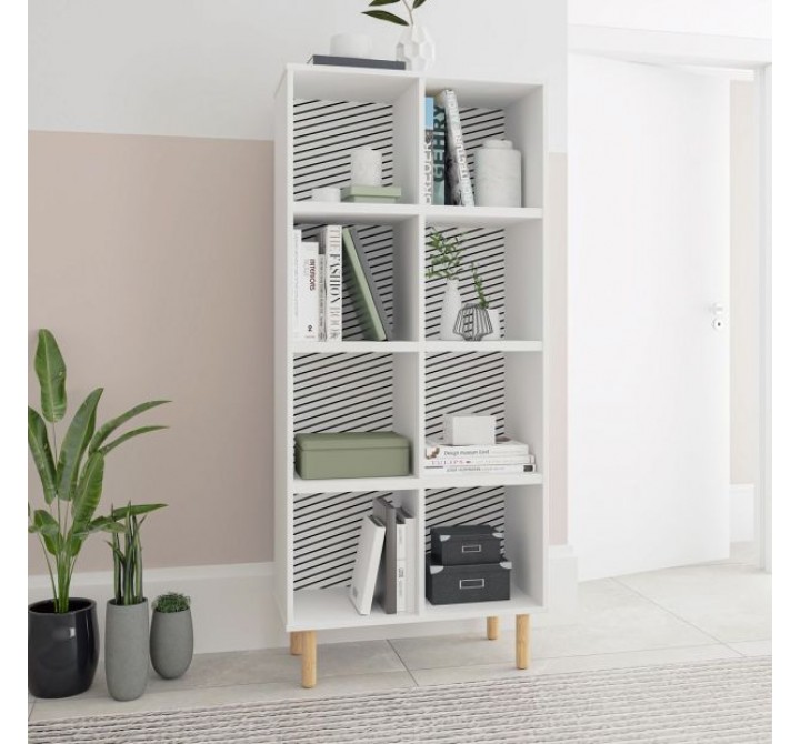 Manhattan Comfort Essex 60.23 Double Bookcase with 8 Shelves in White and Zebra