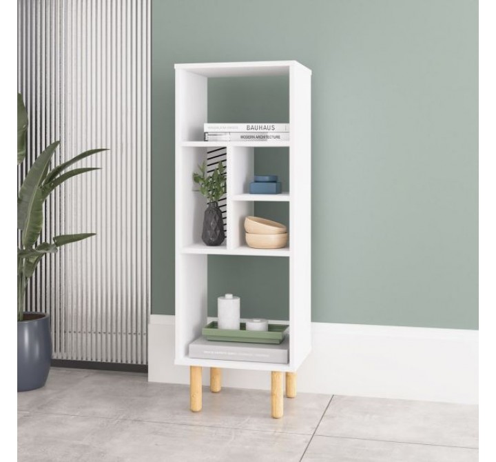 Manhattan Comfort Essex 42.51 Bookcase with 5 Shelves in White and Zebra