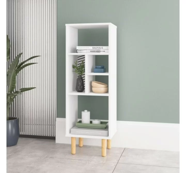 Manhattan Comfort Essex 42.51 Bookcase with 5 Shelves in White and Zebra