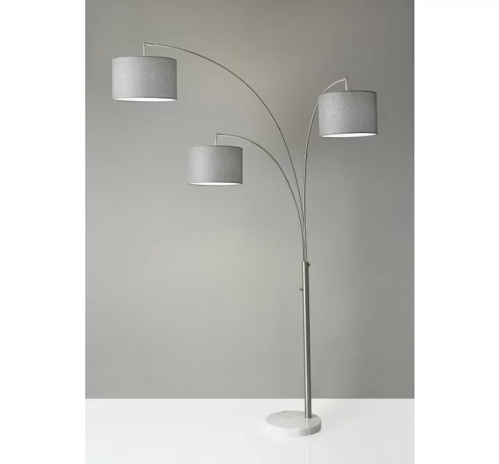 Bowery 3-Arm Arc Lamp - Brushed Steel