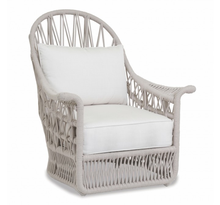Dana Rope Wing Chair in Linen Canvas w/ Self Welt - Front Side Angle