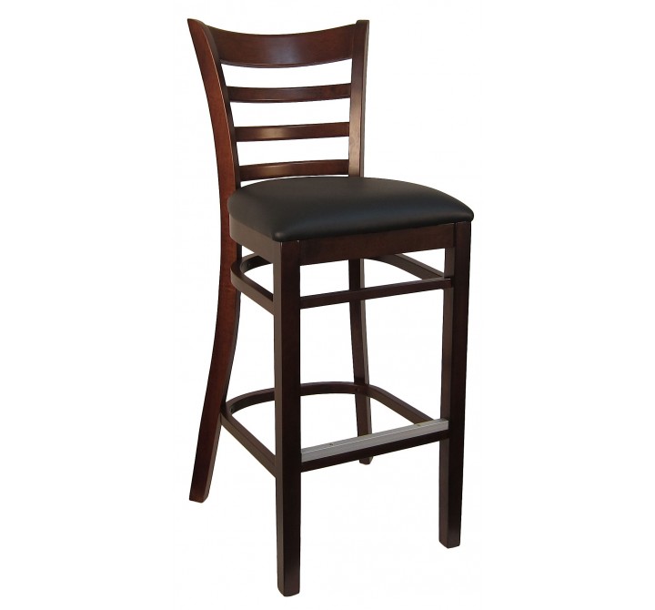 H&D Seating Ladder Back Barstool - Set of One - Black Vinyl