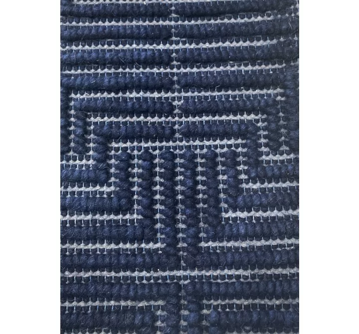 Exquisite Rugs Manzoni Handmade Hand Loomed Viscose and Cotton Area Rug- Navy Pattern Design View