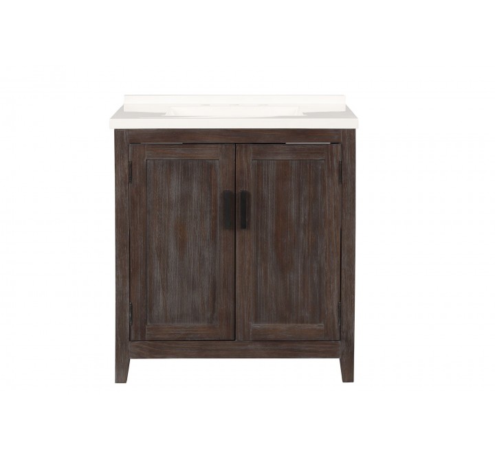 Crawford and Burke Paredes 31" Distressed Brown Single Bathroom Vanity, Front Angle