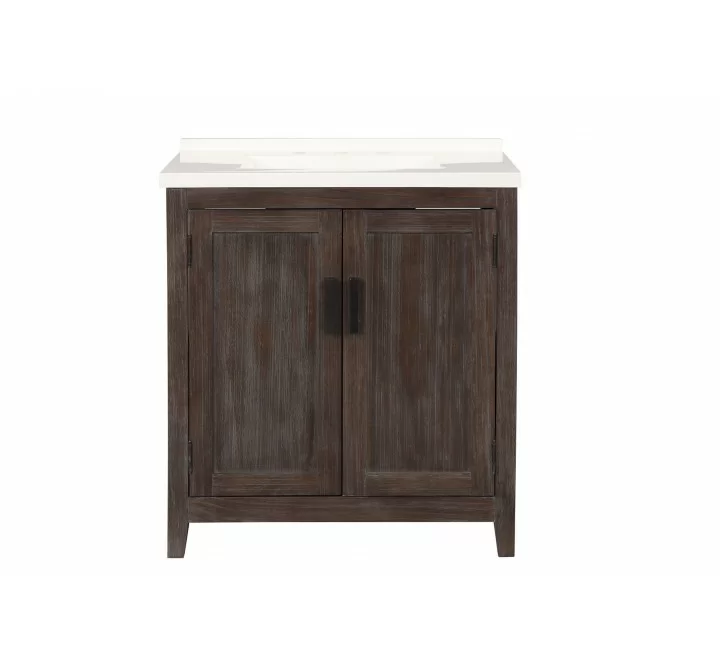 Crawford and Burke Paredes 31" Distressed Brown Single Bathroom Vanity, Front Angle